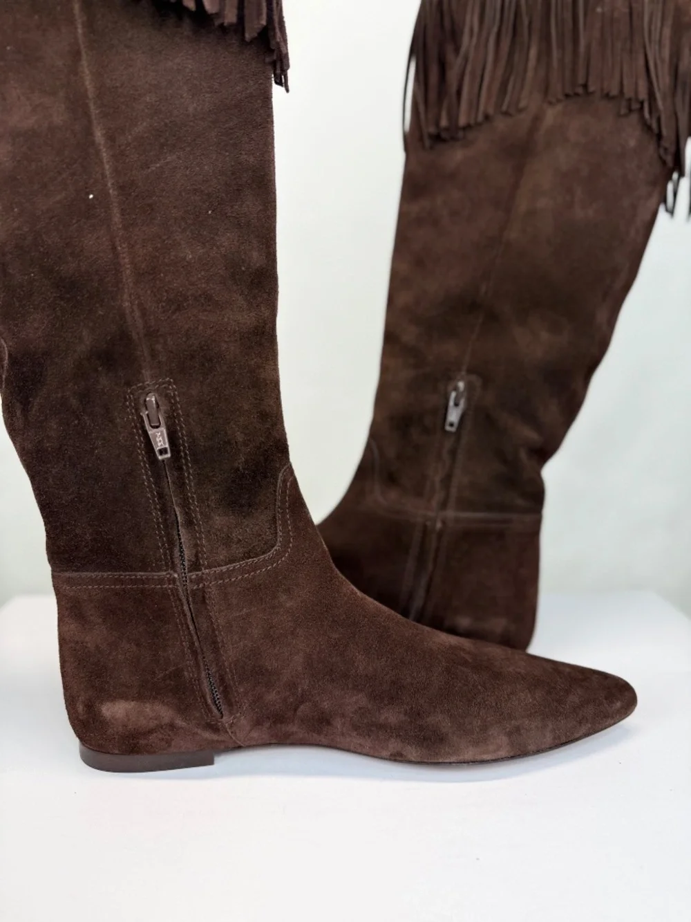 New Polo Ralph Lauren Fringe-Trim Suede Boot Knee High Sz 7